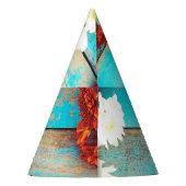 カラフル花ヴィンテージ木製縁ど品 パーティーハット (裏面)