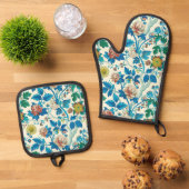 カラフル花伝統的柄 鍋つかみ&鍋敷きセット (トップダウン)
