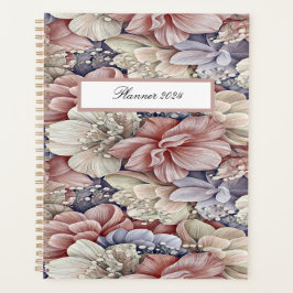 カラフル花桃色クラシックシンプル プランナー手帳