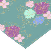 カラフル花模様と金ゴールドパターン ミディアムテーブルランナー (コーナー)