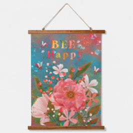 カラフル花模様ピ感動的ンク 吊り下げ型タペストリー