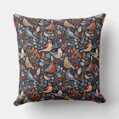 カラフル花模様模様鮮やかの鳥 クッション (裏面)