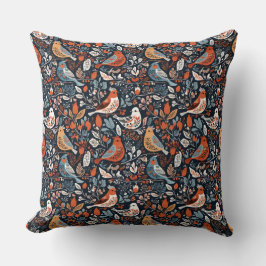 カラフル花模様模様鮮やかの鳥 クッション