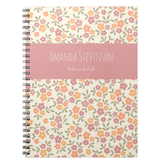 カラフル花模様 ノートブック (正面)