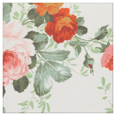 カラフル花模様（白） ファブリック (クローズアップ)