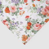 カラフル花模様（白） 薄葉紙 (詳細)