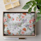 カラフル花模様（白） 薄葉紙 (ギフト)