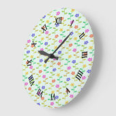 カラフル花淡い色の ラージ壁時計 (傾斜)