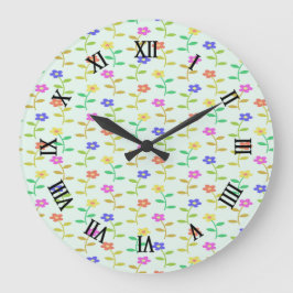 カラフル花淡い色の ラージ壁時計