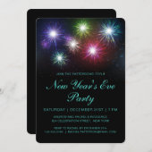 カラフル花火の大晦日パーティーモダン 招待状 (正面/裏面)
