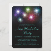 カラフル花火の大晦日パーティーモダン 招待状 (正面)