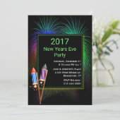 カラフル花火の新年パーティの招待状 招待状 (スタンド正面)