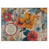 カラフル花素朴カスタマイズ可能ガラス カッティングボード (正面)