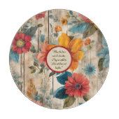 カラフル花素朴丸カスタマイズ可能 カッティングボード (正面)