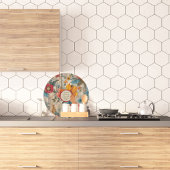 カラフル花素朴丸カスタマイズ可能 カッティングボード