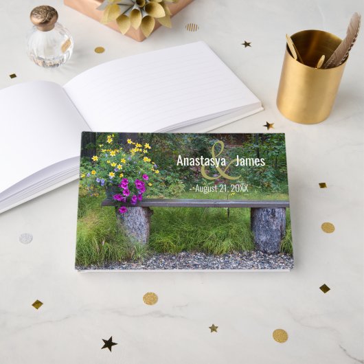 カラフル花素朴席ウェディングデーカスタム ゲストブック (正面見開き)