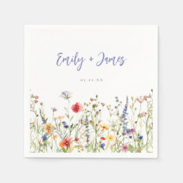 カラフル花結婚の スタンダードカクテルナプキン