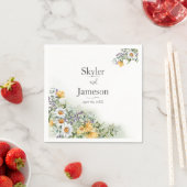 カラフル花結婚の スタンダードカクテルナプキン (インサイチュ)