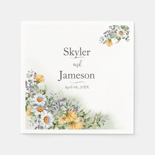 カラフル花結婚の スタンダードカクテルナプキン (正面)