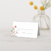 カラフル花結婚の プレイスカード (正面)