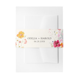 カラフル花結婚の 招待状ベリーバンド