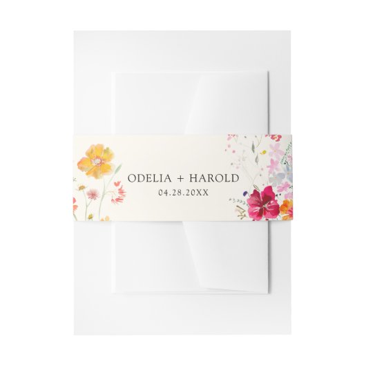 カラフル花結婚の 招待状ベリーバンド (正面例)