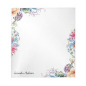 カラフル花葉モダン枠エレガント枠 ノートパッド (正面)