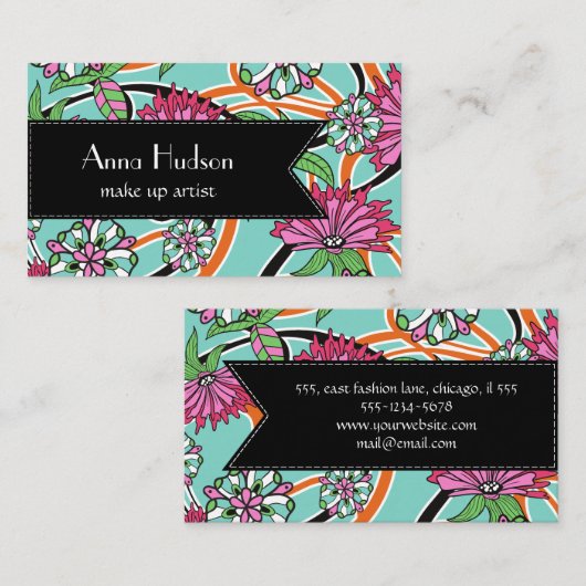 カラフル花葉屋、花屋 名刺 (正面/裏面)