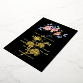 カラフル花金ゴールド結婚の木 箔招待状 (回転した状態)