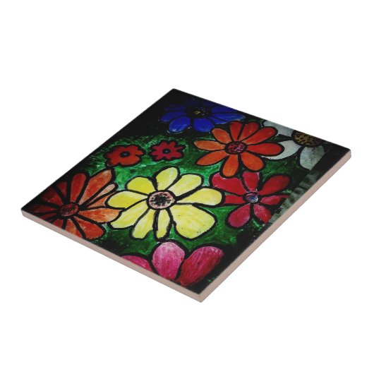 カラフル花開花 タイル (側面)