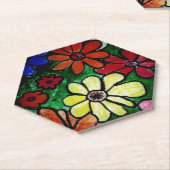 カラフル花開花 ペーパーコースター (アングル)