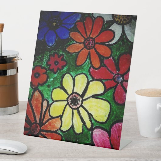 カラフル花開花 台座サイン (インサイチュ)