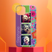 カラフル花3枚フォトコラージュパーソナライズされた Case-Mate iPhoneケース