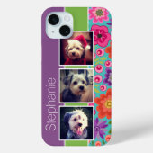 カラフル花3枚フォトコラージュパーソナライズされた Case-Mate iPhoneケース (裏面)