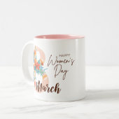 カラフル花8 3月ハッピーウィメンズデイマグ ツートーンマグカップ (正面左)