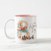 カラフル花8 3月ハッピーウィメンズデイマグ ツートーンマグカップ (左)