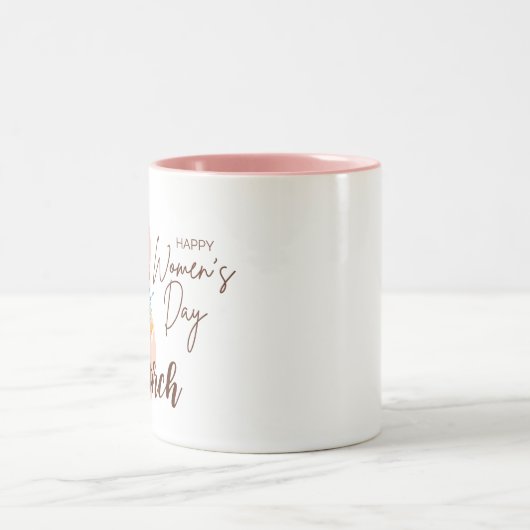 カラフル花8 3月ハッピーウィメンズデイマグ ツートーンマグカップ (中央)