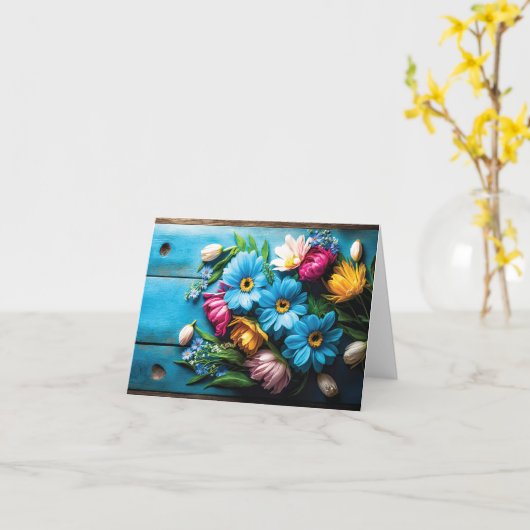 カラフル花 カード (黄色い花)