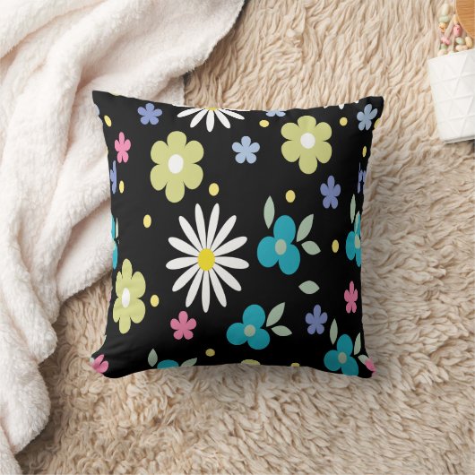 カラフル花 クッション (ブランケット)