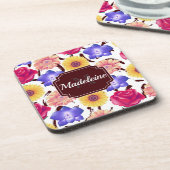 カラフル花 コースター (左側)