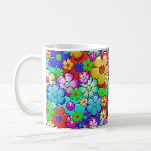 カラフル花 コーヒーマグカップ (左)