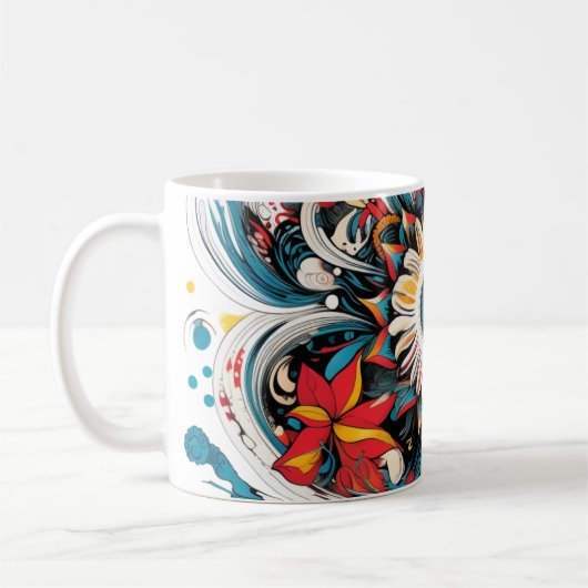 カラフル花 コーヒーマグカップ (左)