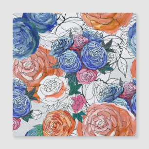 カラフル花：シームレ鮮やかスパターン