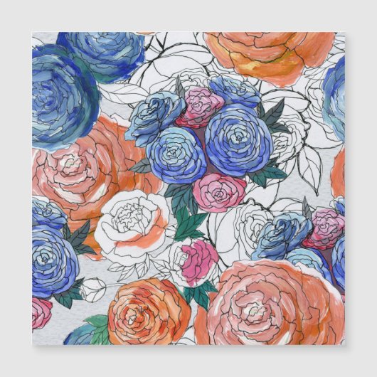 カラフル花：シームレ鮮やかスパターン (正面)