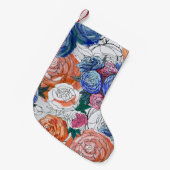 カラフル花：シームレ鮮やかスパターン スモールクリスマスストッキング (正面 (吊り時))