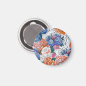カラフル花:シームレ鮮やかスパターン マグネット (正面/裏面)