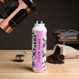 カラフル花、ピンク背景、ピンク ウォーターボトル