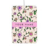 カラフル花、ピンク背景、ピンク カーエアーフレッシュナー (正面)