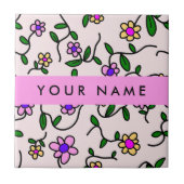 カラフル花、ピンク背景、ピンク タイル (正面)