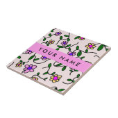 カラフル花、ピンク背景、ピンク タイル (側面)